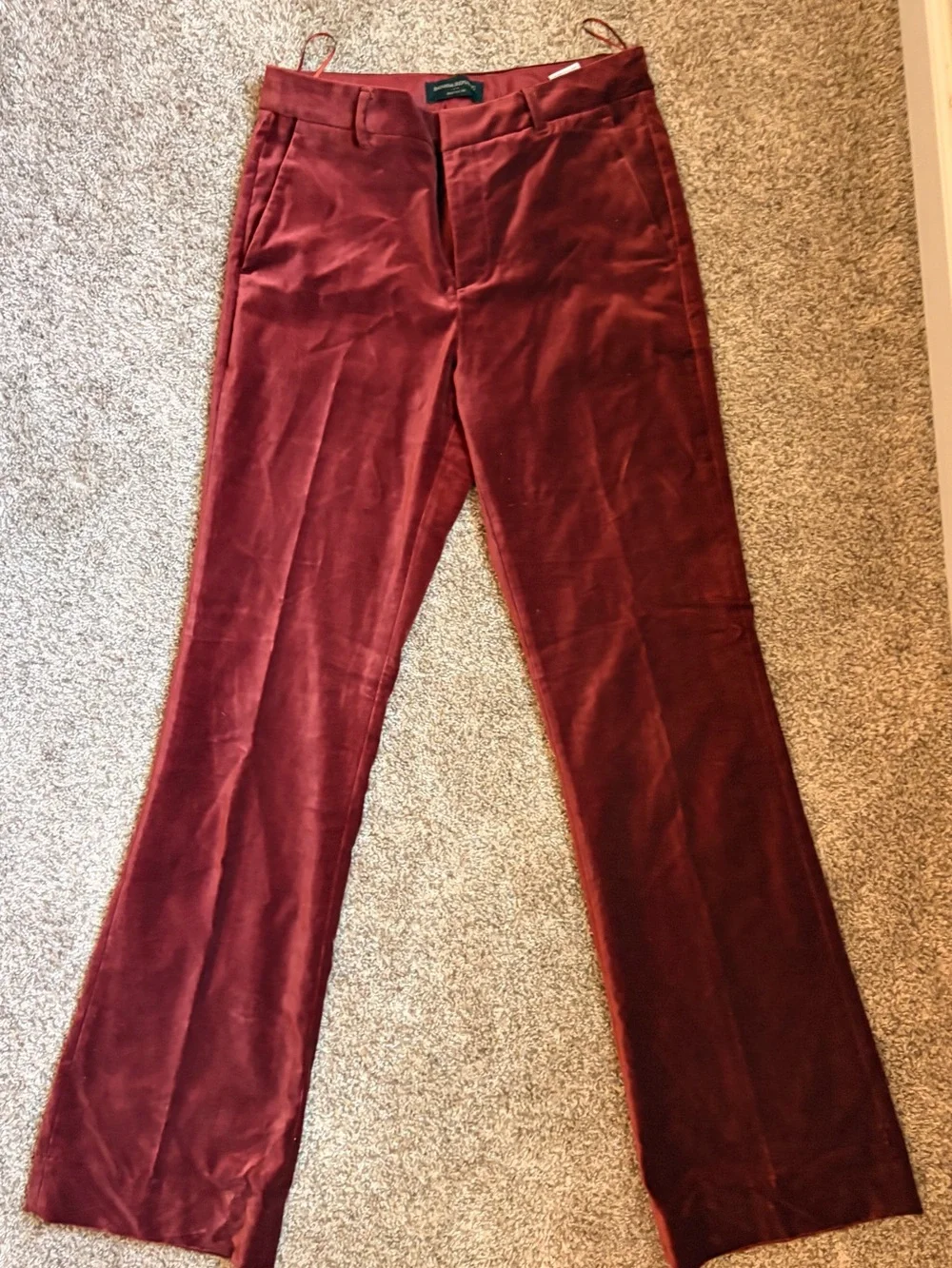 Banana Republic Women's Boot Cut Velvet Pants in Deep Red